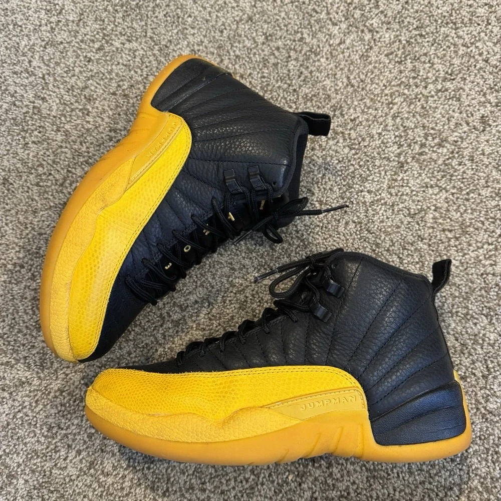 Nike Air Jordan 12 Retro Men Sz 7 Black University Gold Yellow Shoes